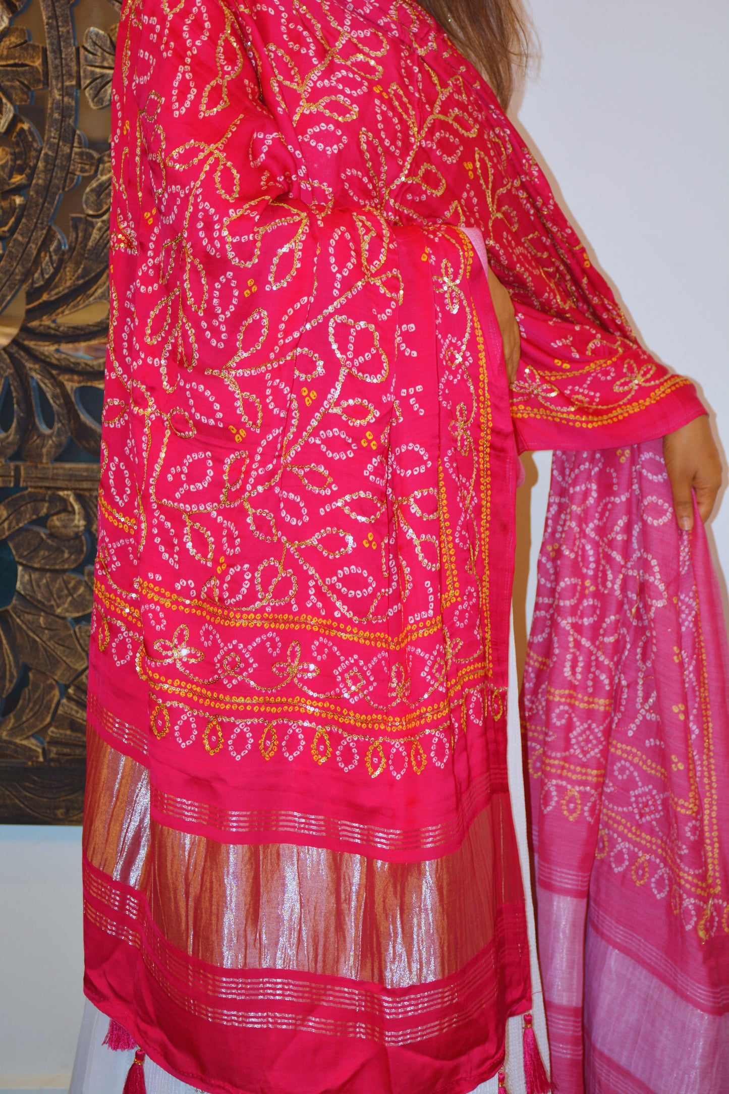 Hot Pink Bandhani Dupatta