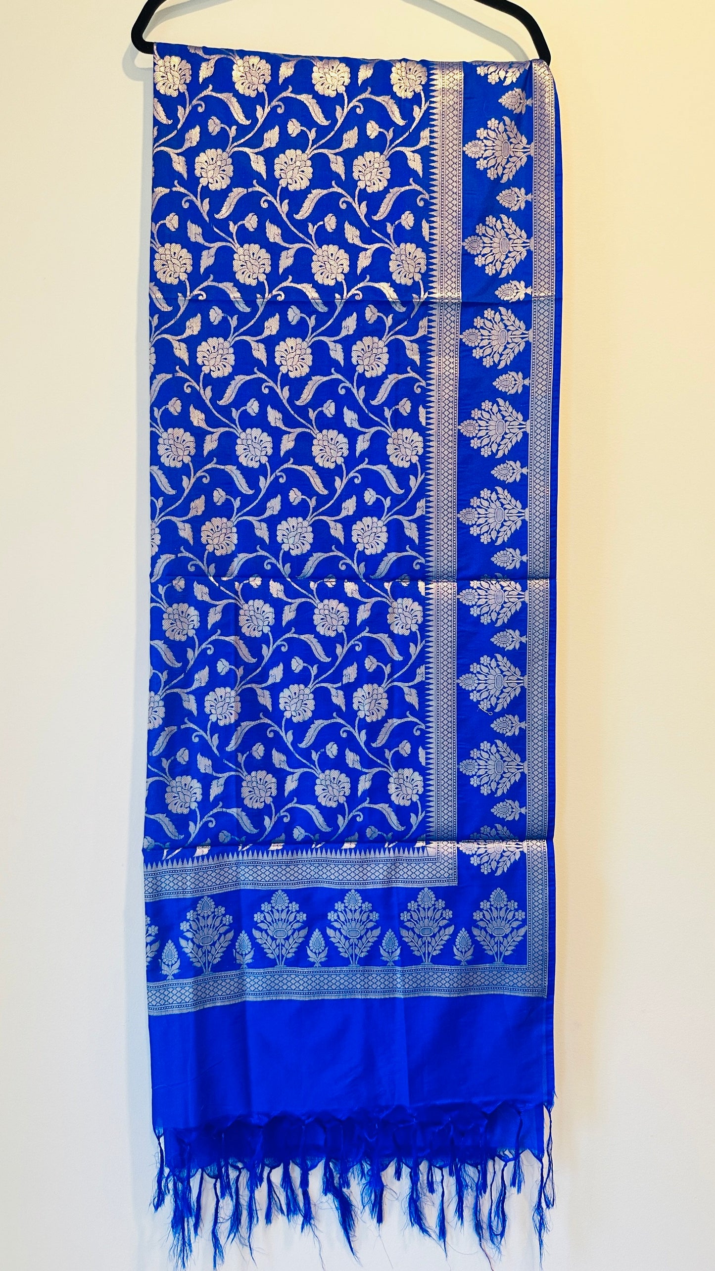 Silk Dupatta - Booti work - Blue