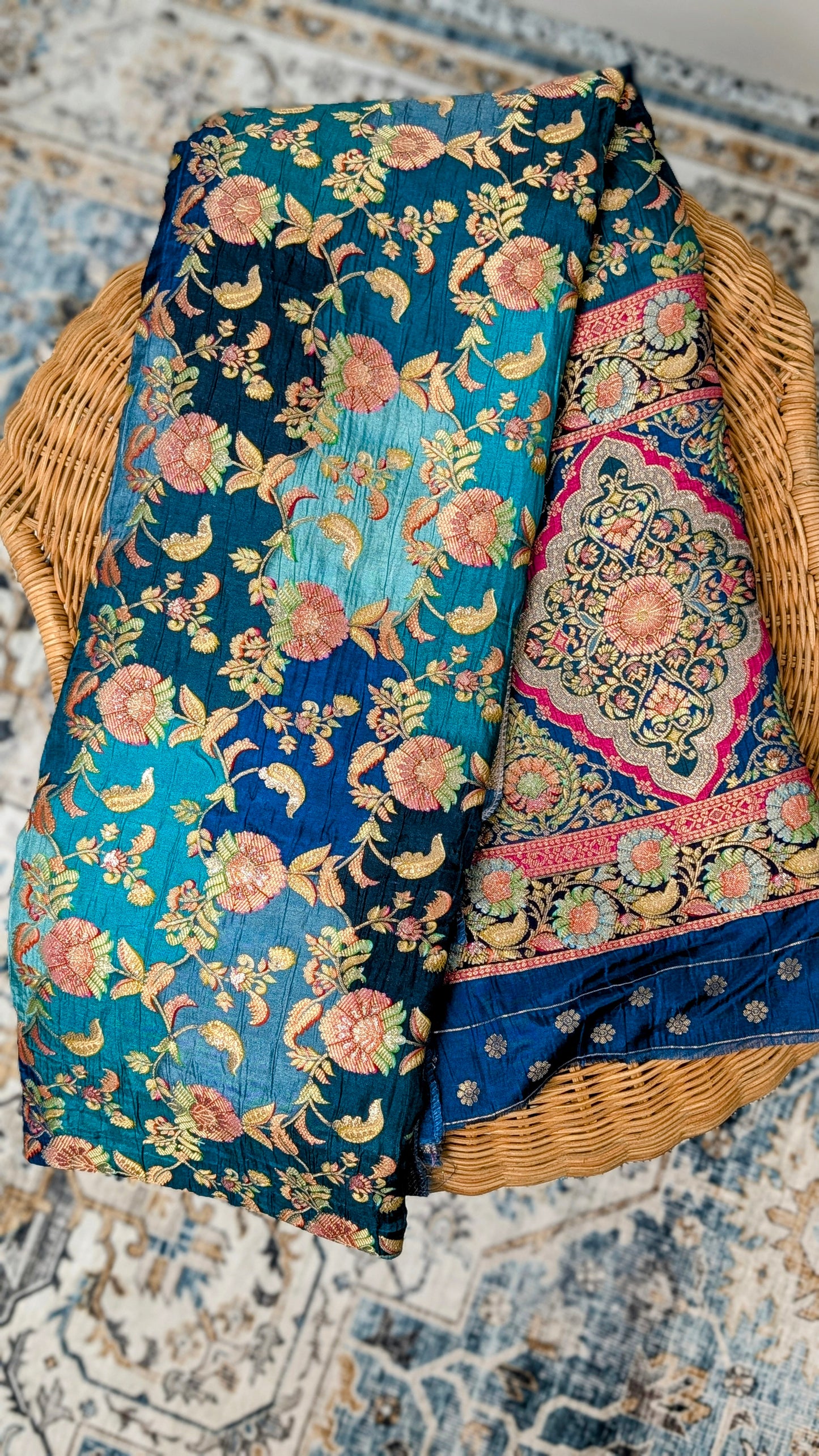 Raagya Banarasi Silk Dupatta - Teal