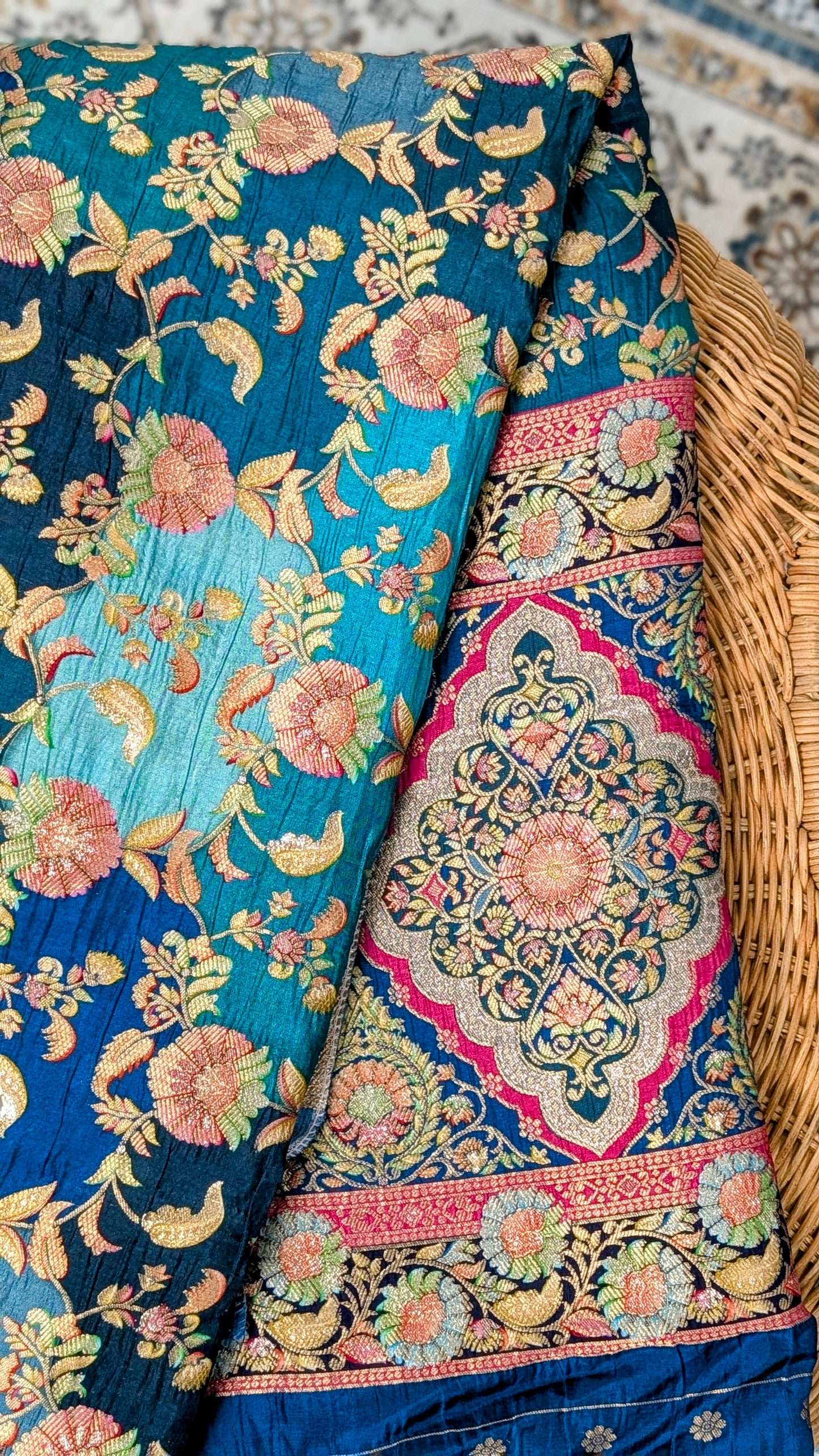Raagya Banarasi Silk Dupatta - Teal