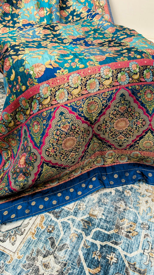 Raagya Banarasi Silk Dupatta - Teal