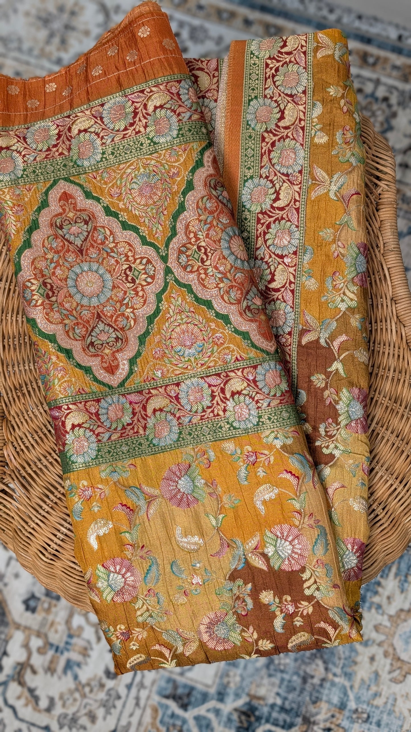 Raagya Banarasi Silk Dupatta - Mustard