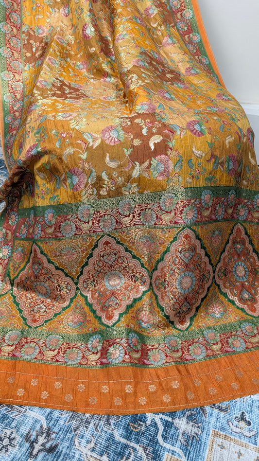 Raagya Banarasi Silk Dupatta - Mustard