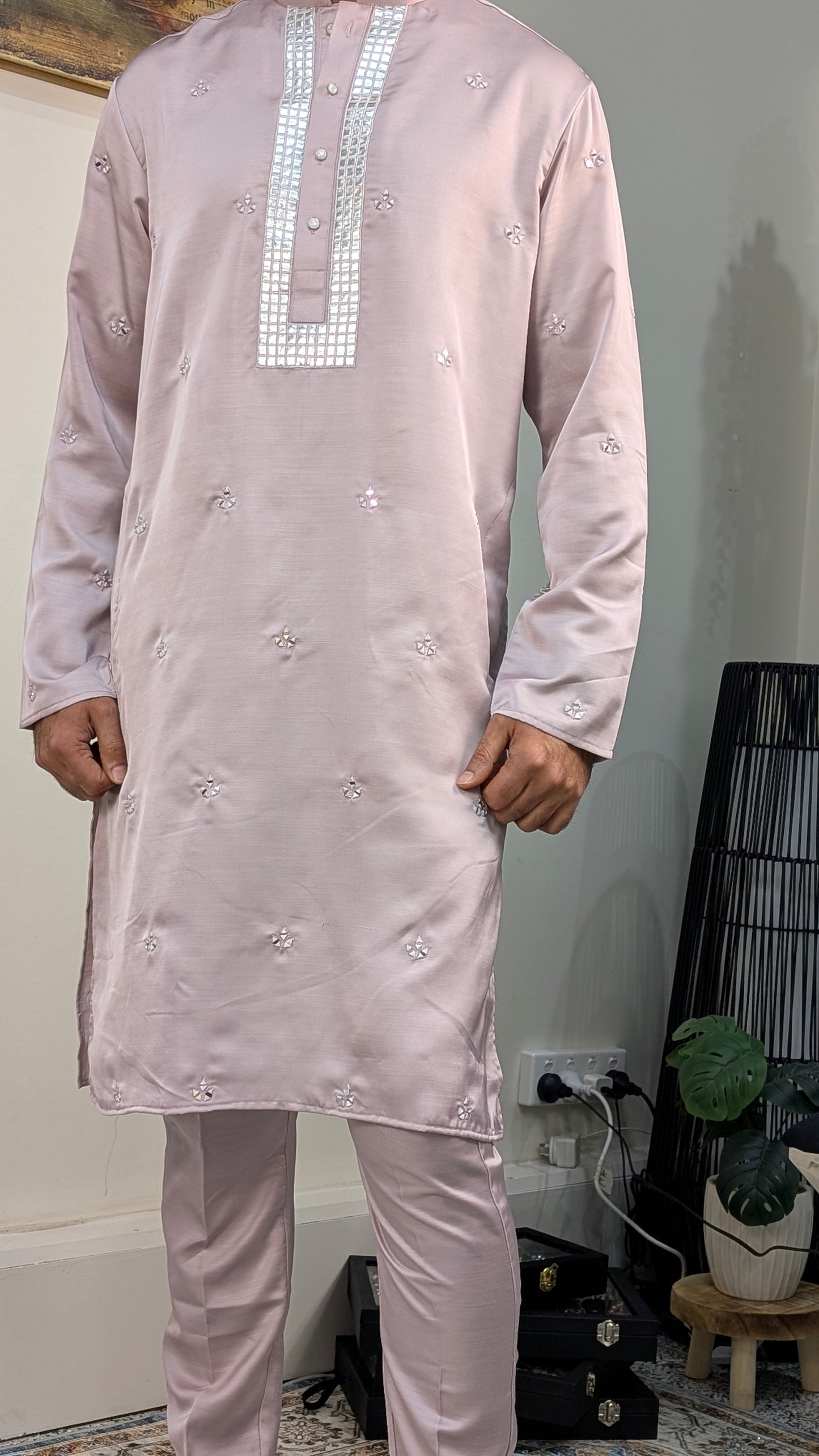 Mirror Work - Silk Kurta Pajama Set