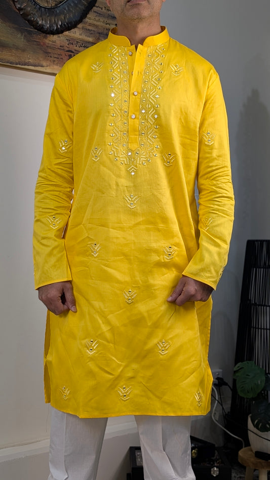 Rangveer - Cotton Kurta Pajama - Yellow