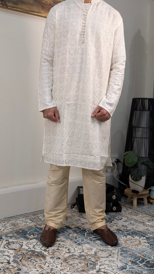Musaafir - Chikan Sequins Work - Kurta Pajama