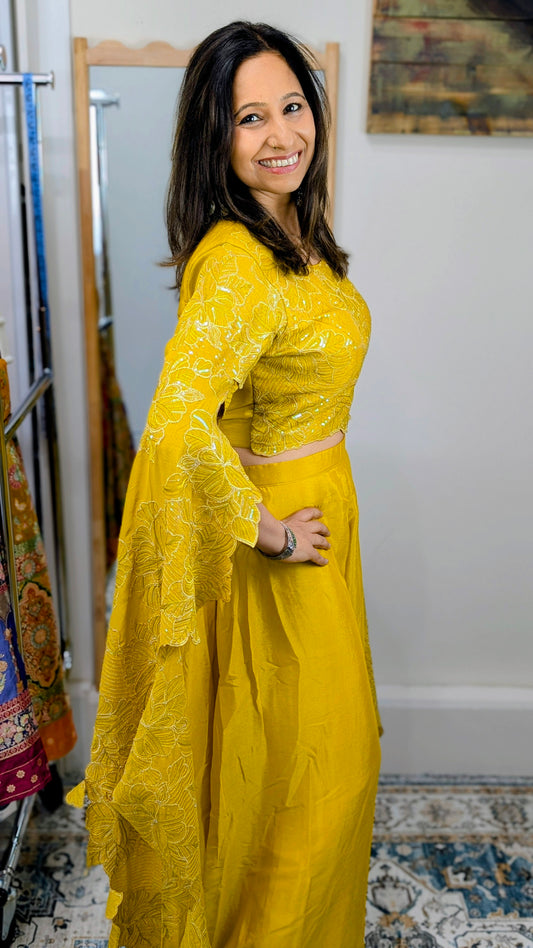 Zehra Chinon Silk Party wear with Embroidered Long Sleeves