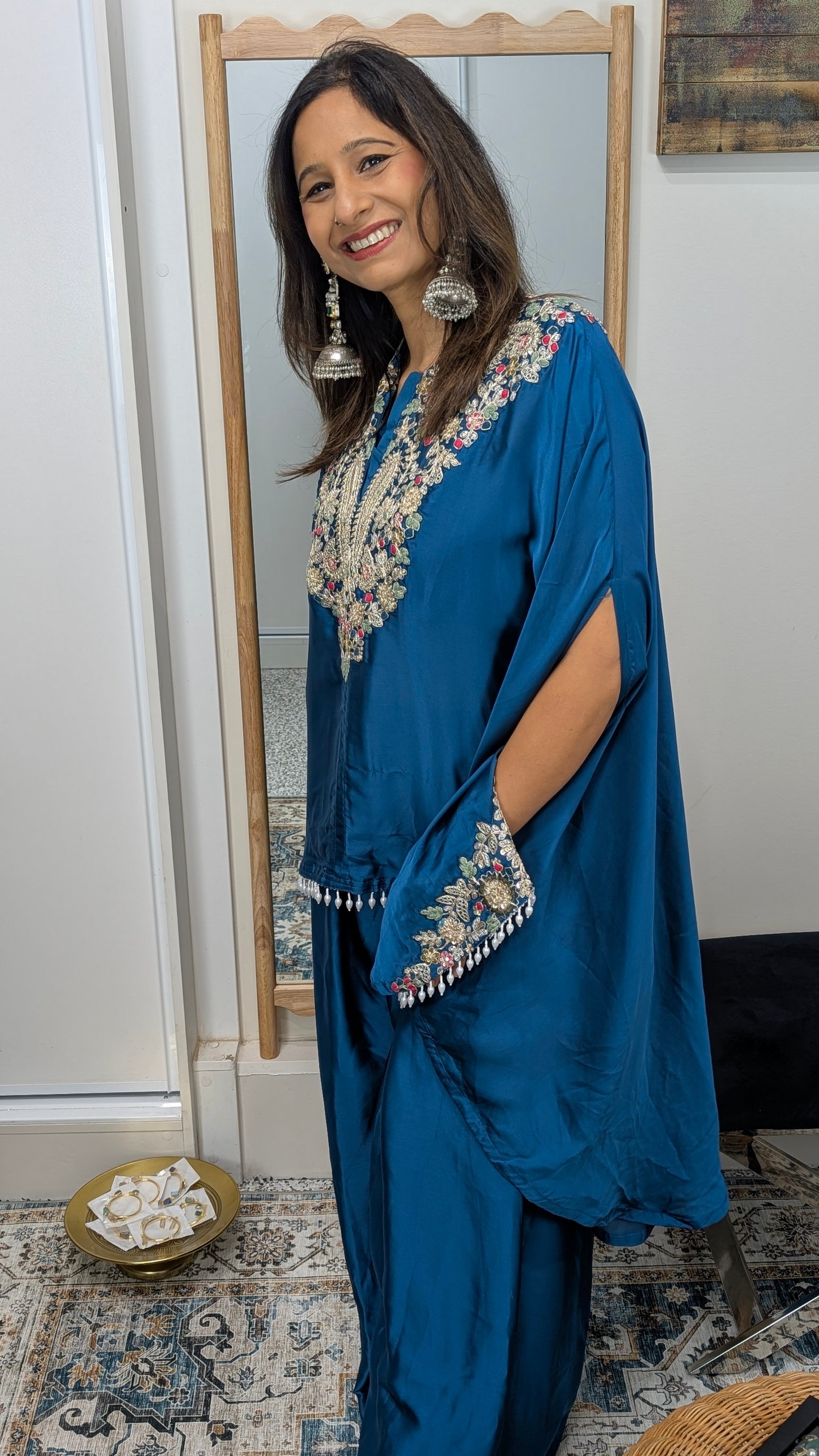 Zarina - Silk Embroidered Kaftan Set