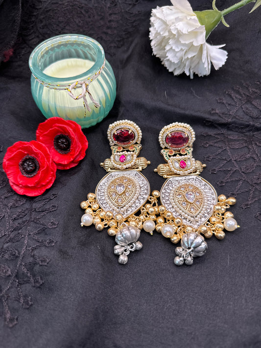 92.5 Earrings with wine shade mozannite stone