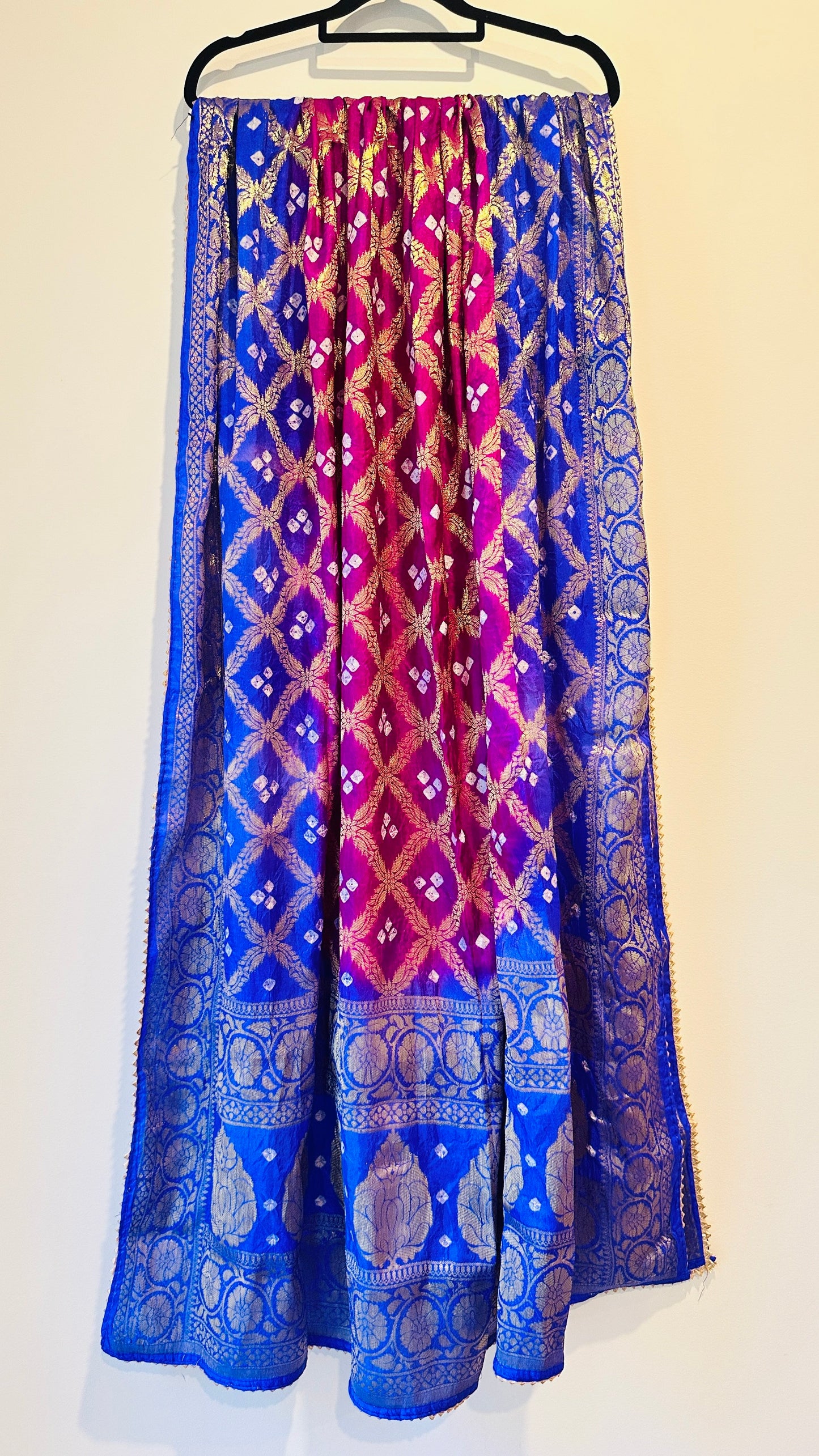 Patola Dupatta - Blue & Fushia