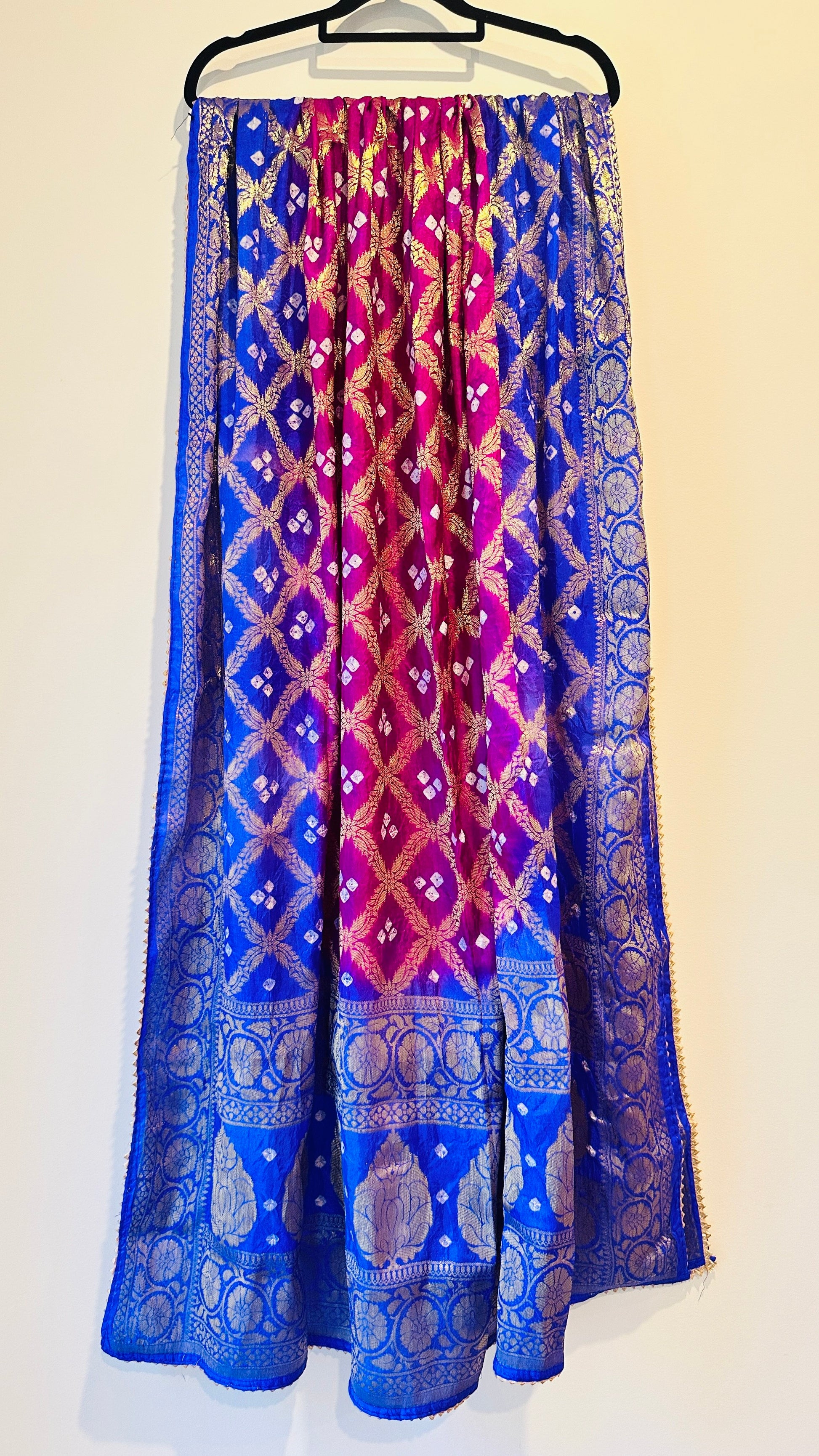 Patola Dupatta - Blue & Fushia