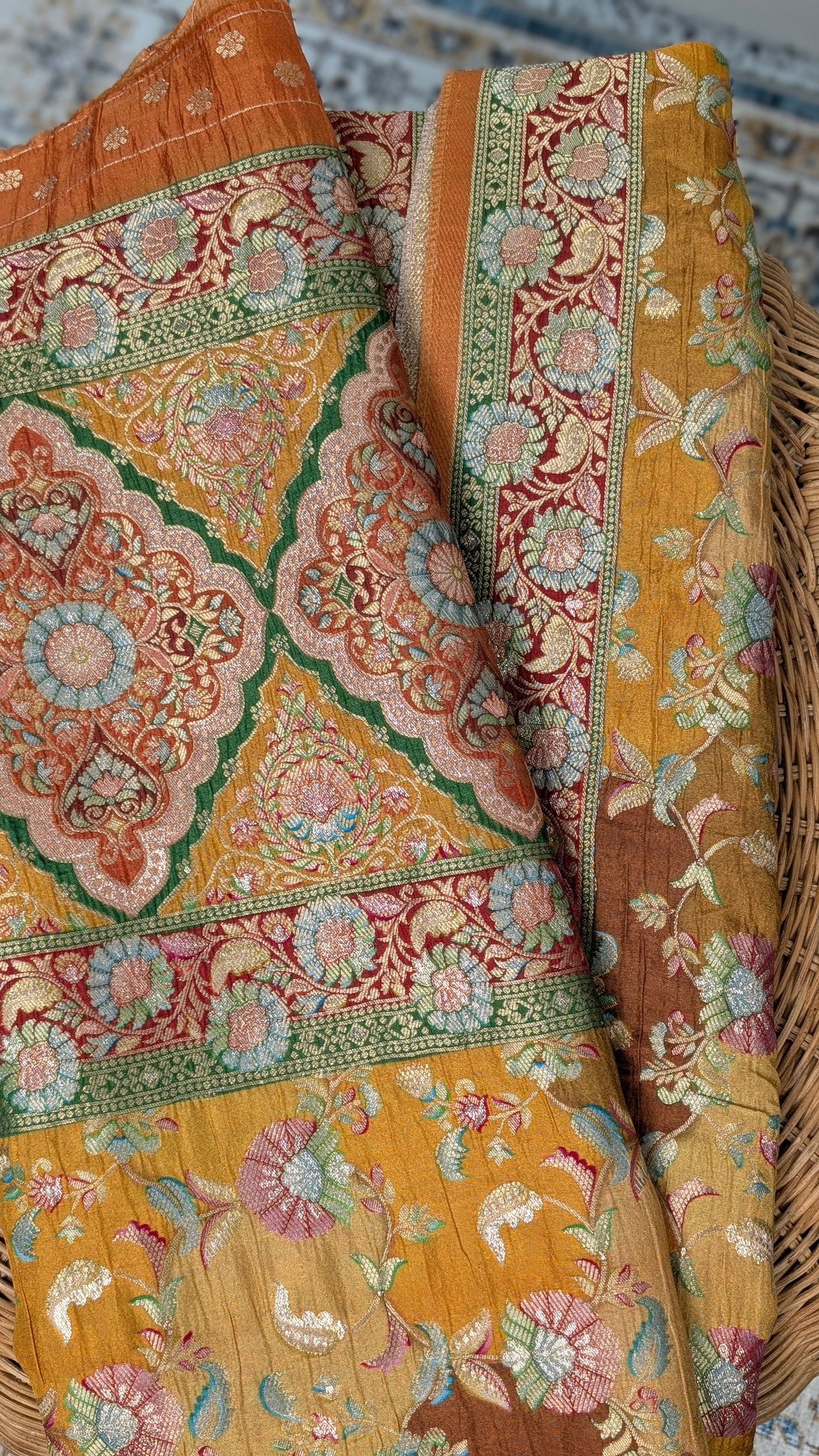 Raagya Banarasi Silk Dupatta - Mustard