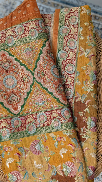 Raagya Banarasi Silk Dupatta - Mustard
