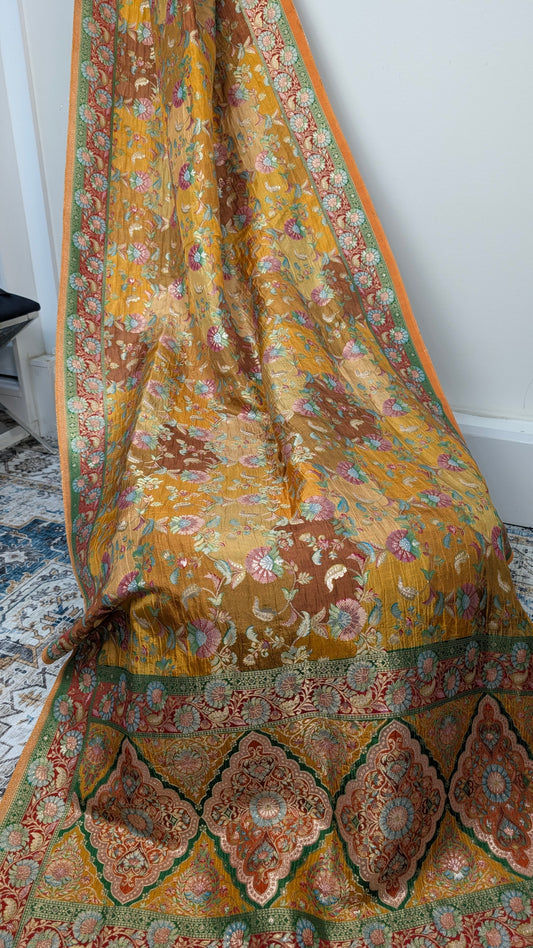 Raagya Banarasi Silk Dupatta - Mustard