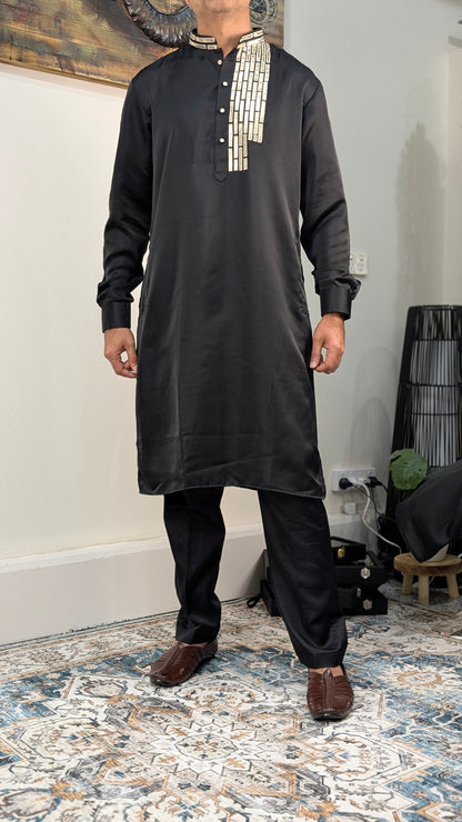 Rangveer - Black Silk Kurta Pajama