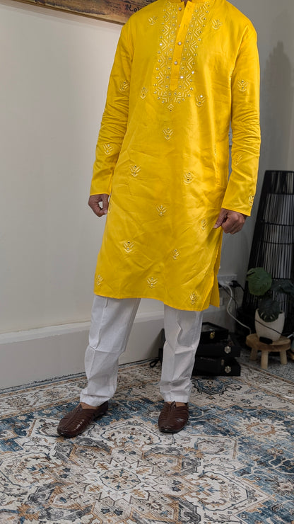 Rangveer - Cotton Kurta Pajama - Yellow