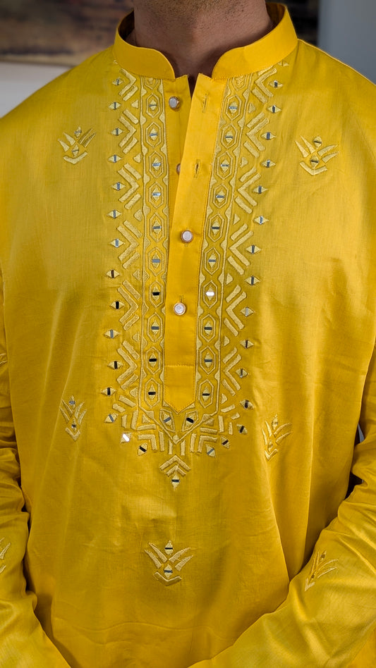 Rangveer - Cotton Kurta Pajama - Yellow