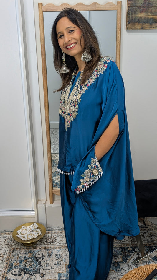 Zarina - Silk Embroidered Kaftan Set