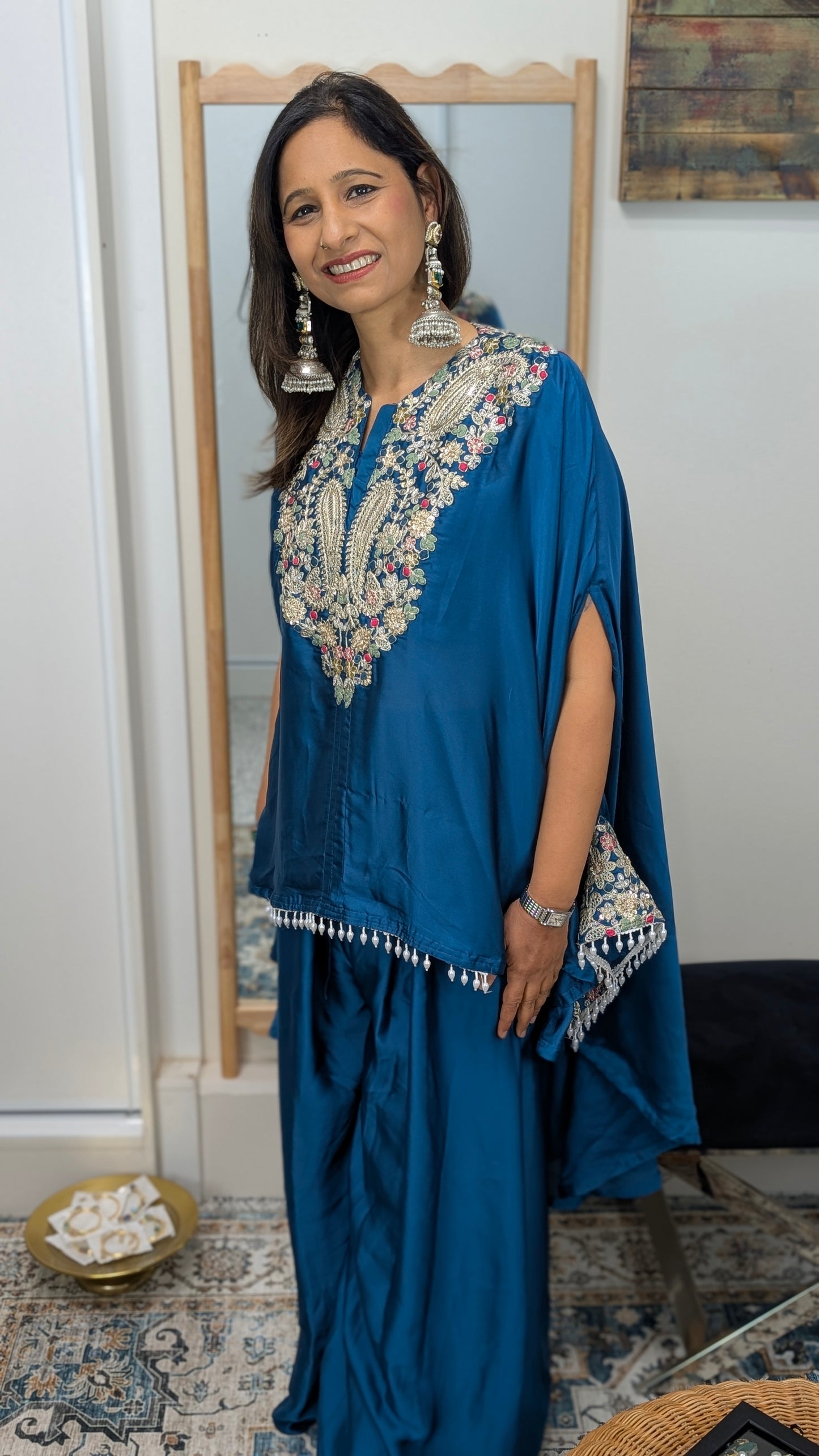 Zarina - Silk Embroidered Kaftan Set