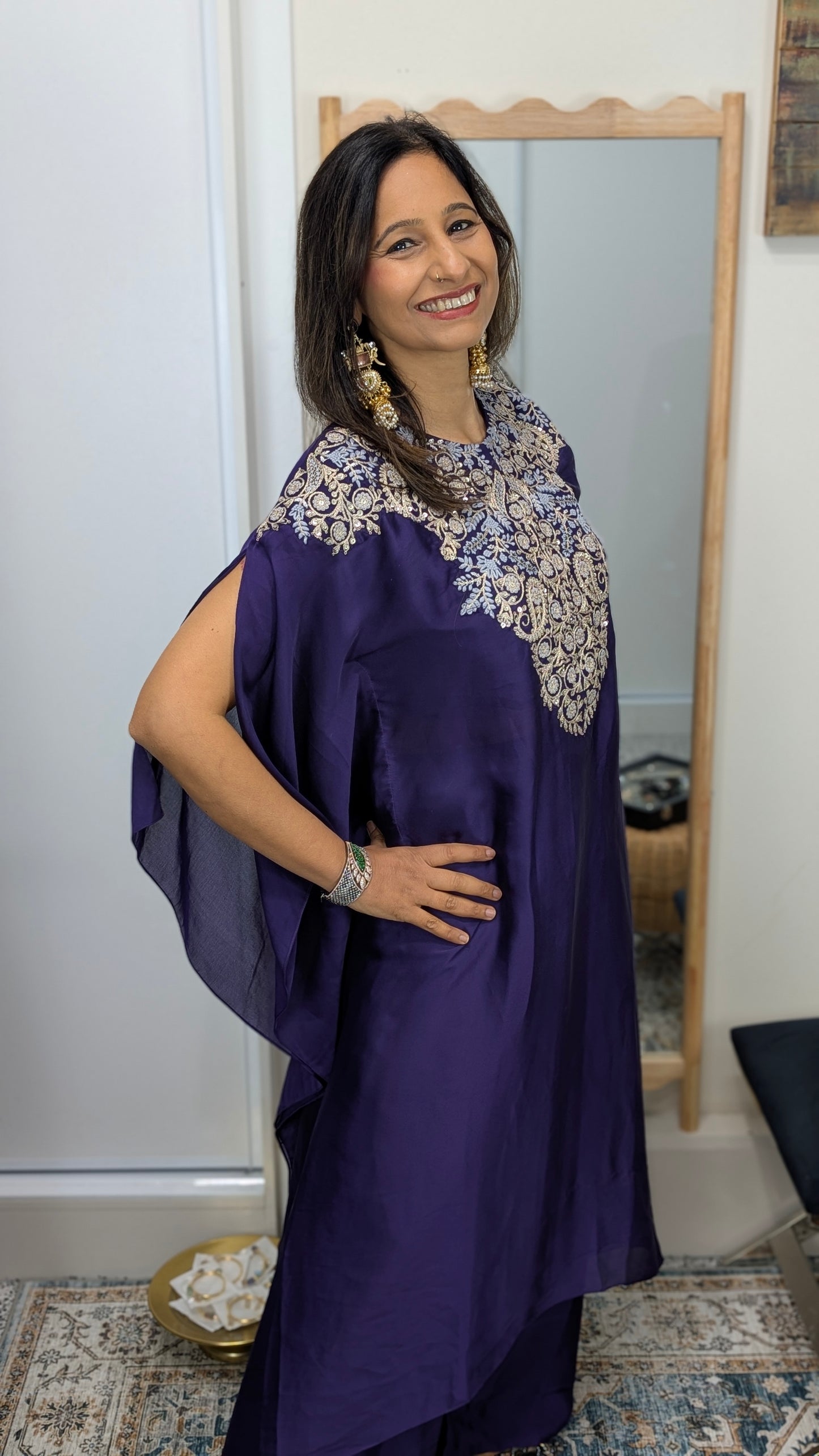 Zarina - Silk Embroidered Kaftan Set