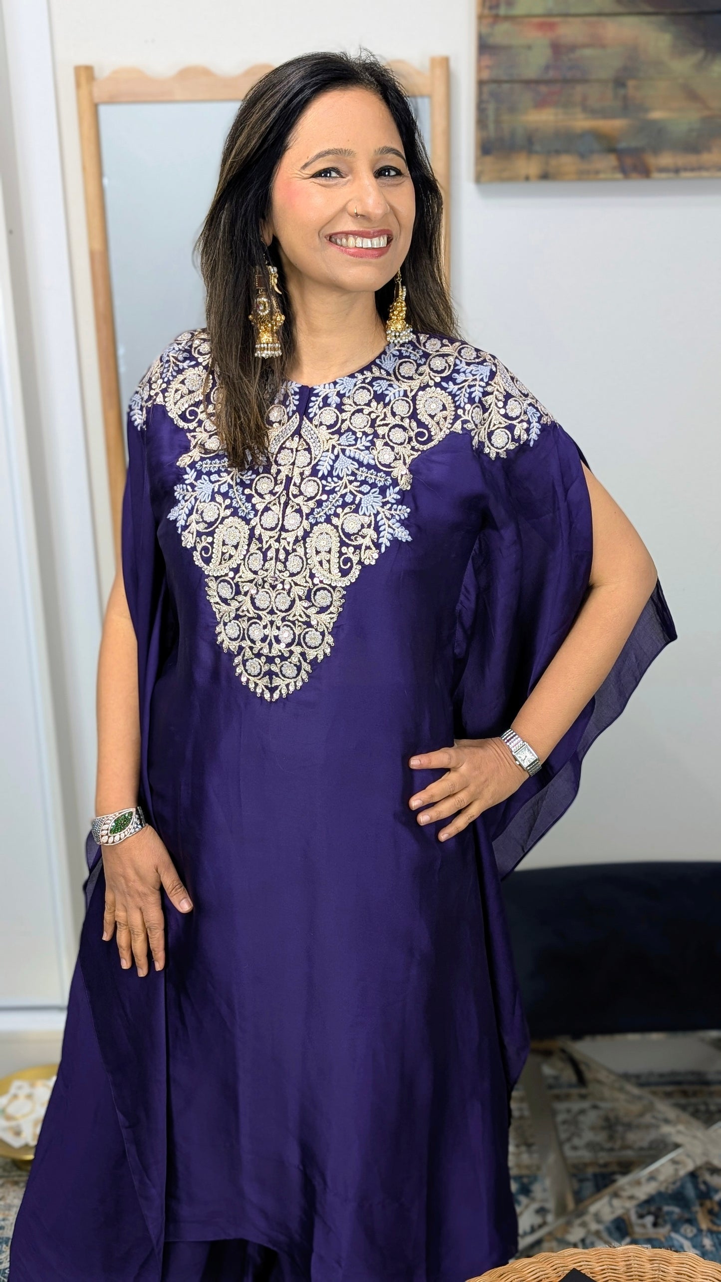 Zarina - Silk Embroidered Kaftan Set