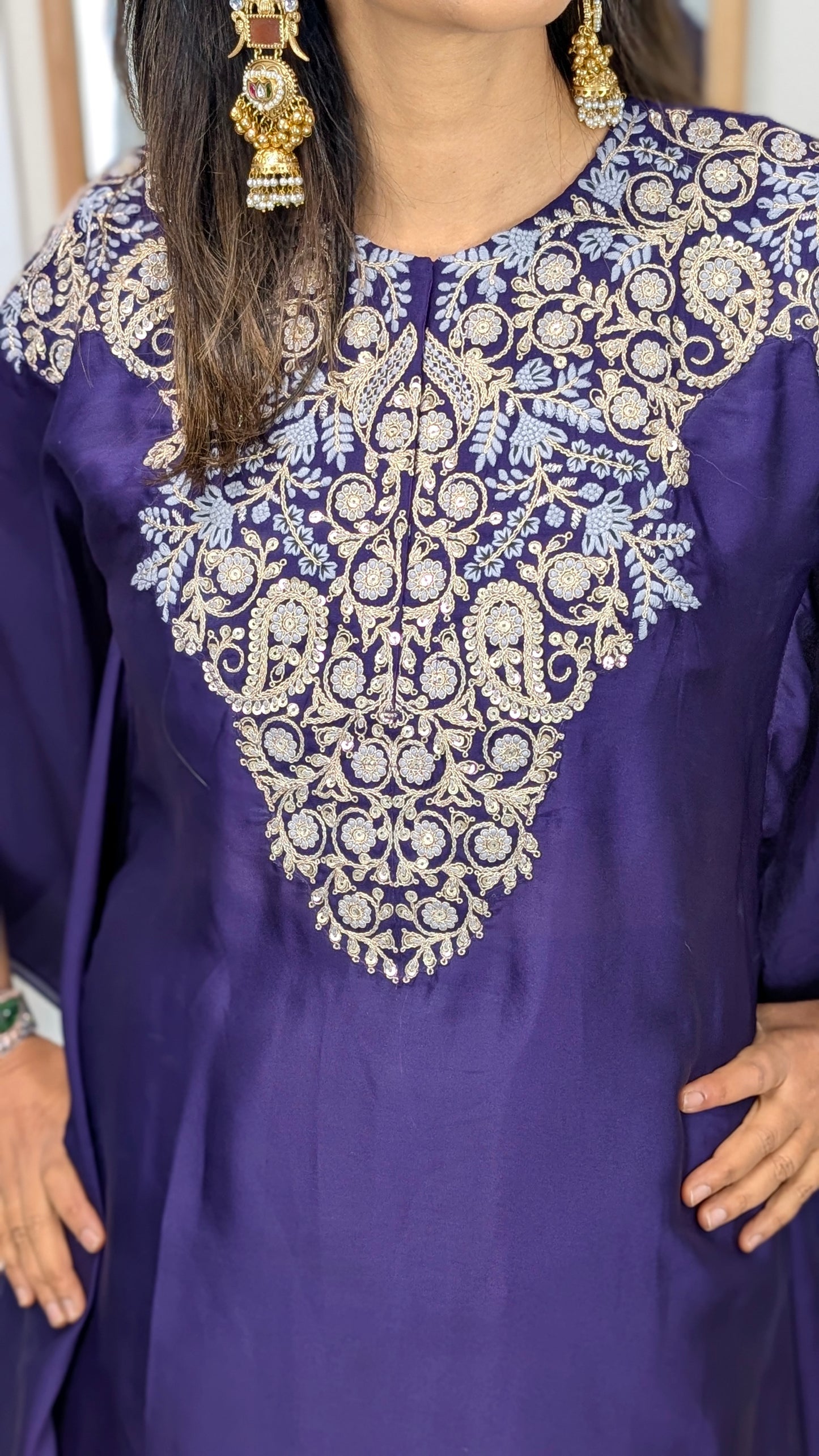 Zarina - Silk Embroidered Kaftan Set
