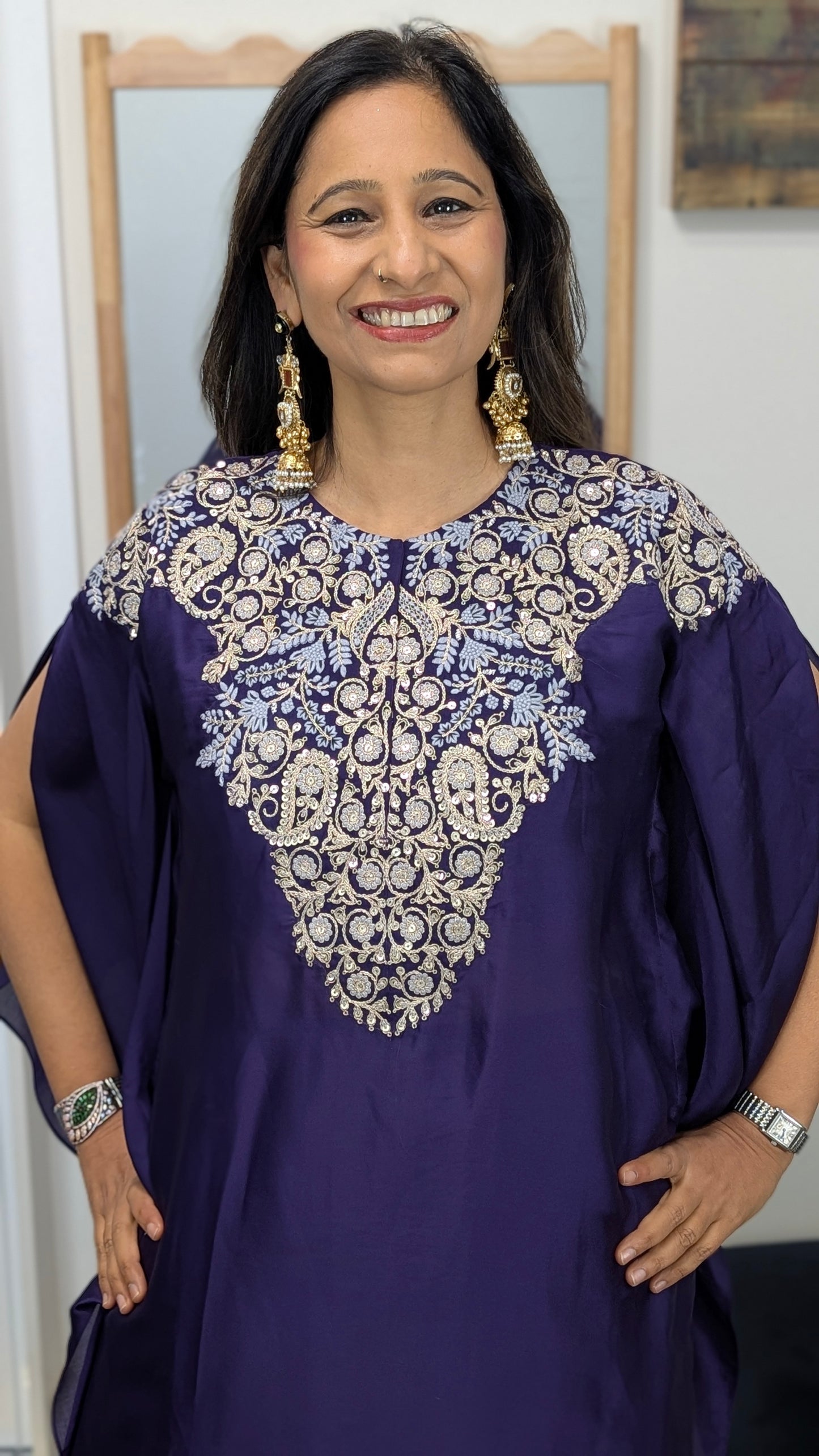 Zarina - Silk Embroidered Kaftan Set