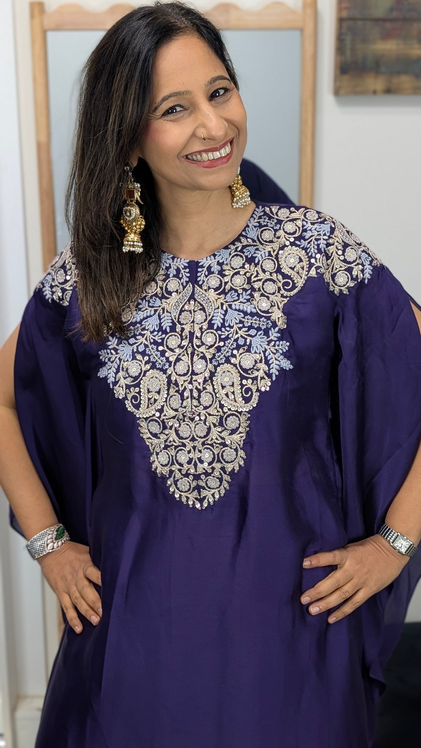 Zarina - Silk Embroidered Kaftan Set