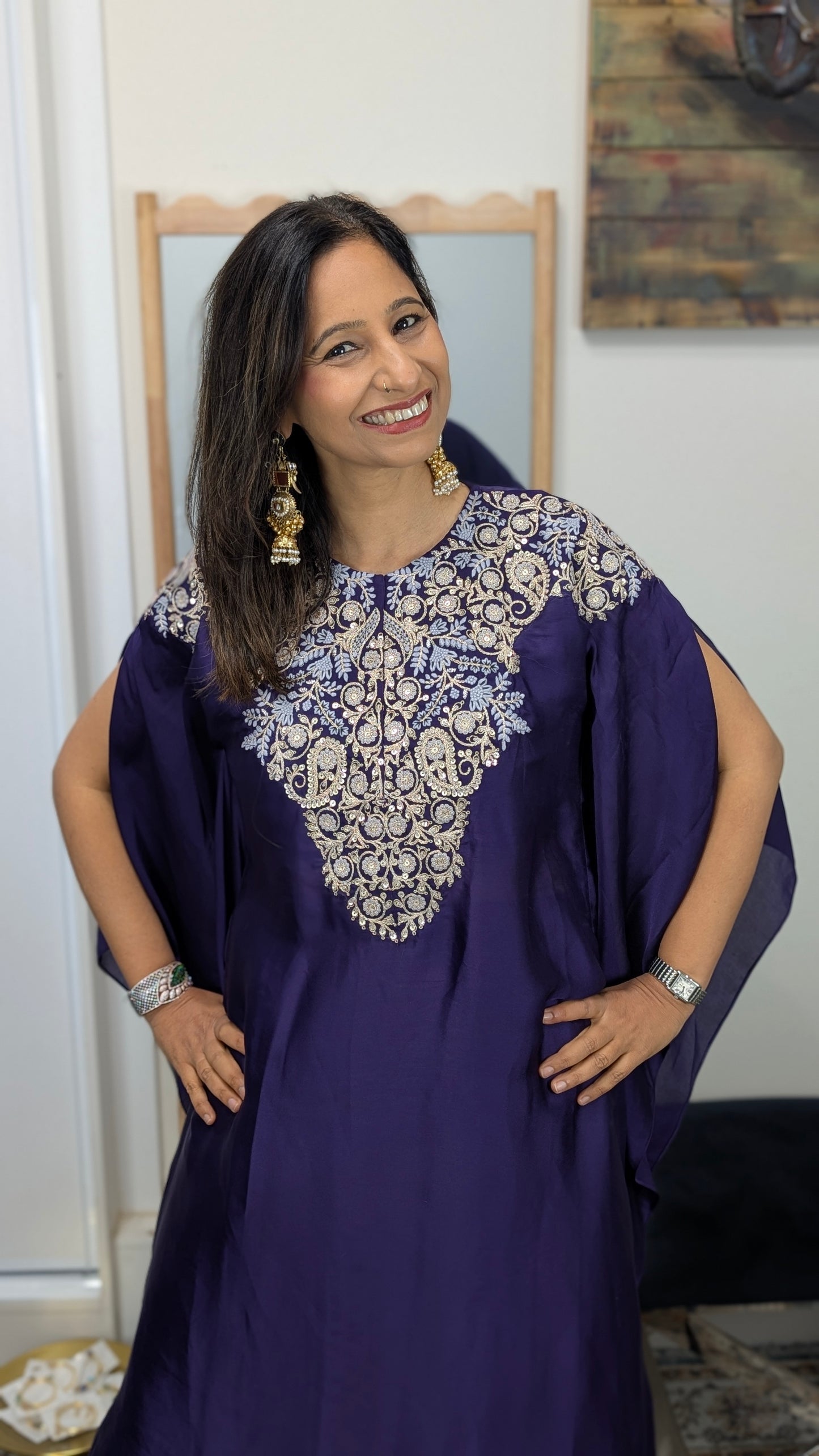 Zarina - Silk Embroidered Kaftan Set