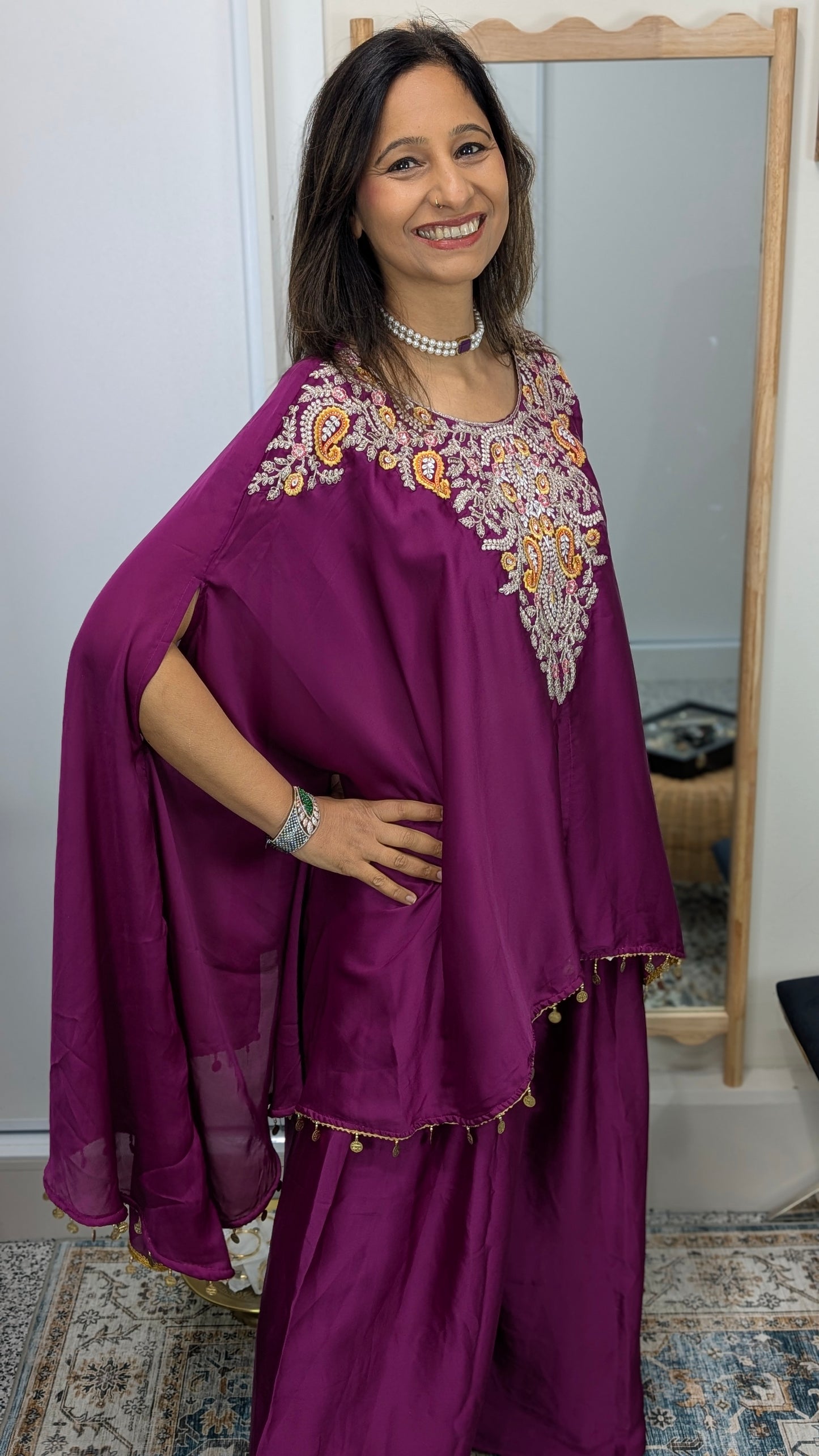 Zarina - Silk Embroidered Kaftan Set