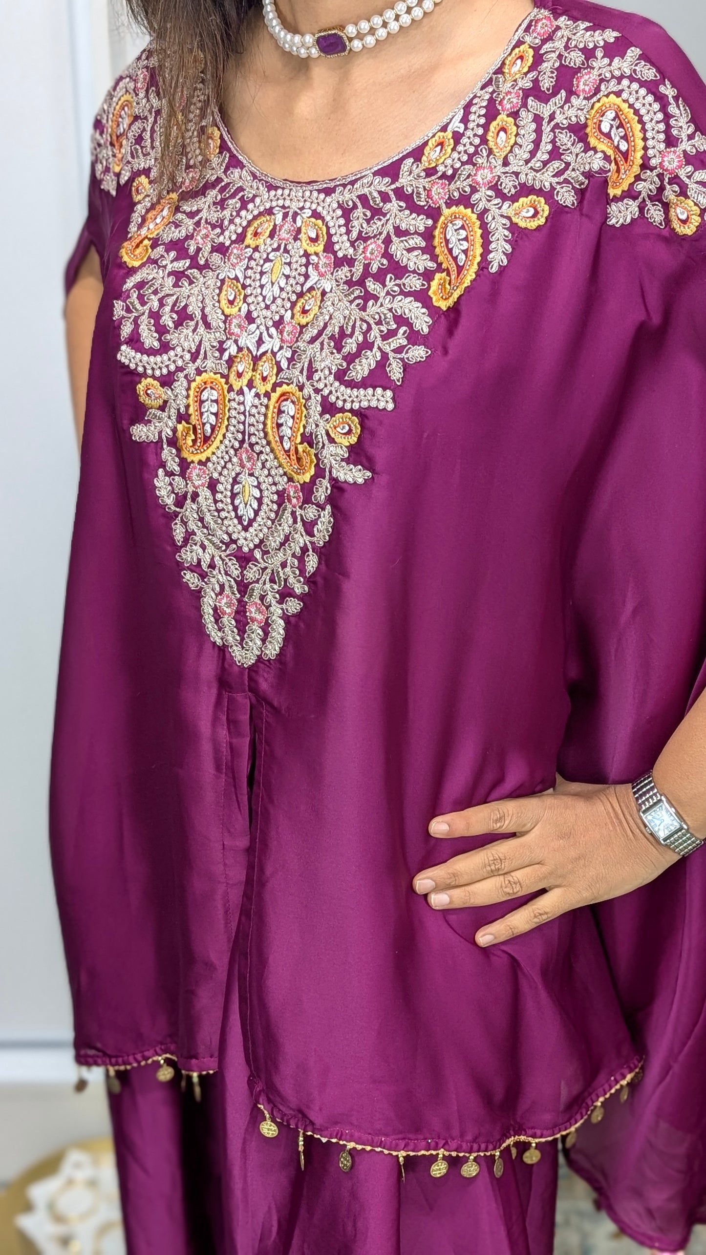 Zarina - Silk Embroidered Kaftan Set