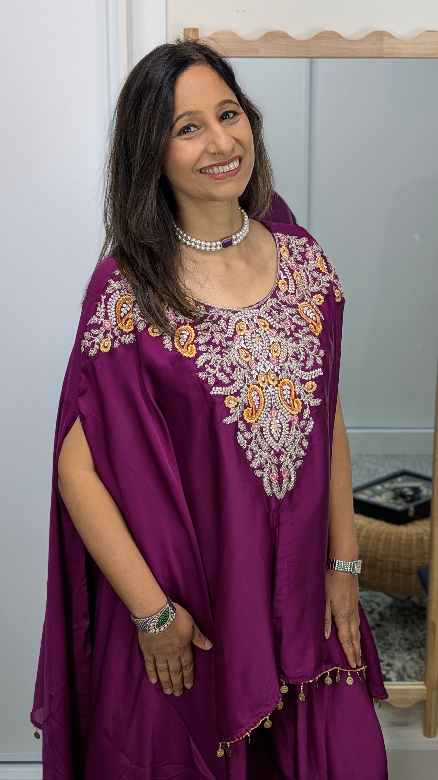 Zarina - Silk Embroidered Kaftan Set