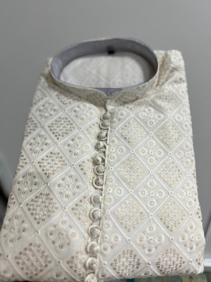 Musaafir - Chikan Sequins Work - Kurta Pajama